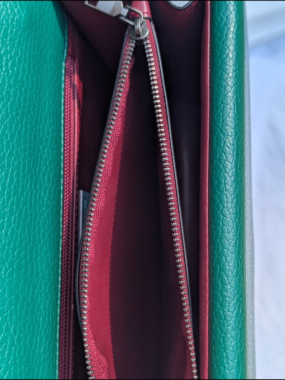Tiffany & Fred Paris Crested Dragon Emerald Green Leather Bag Silver Chain NWT - Picture 13 of 16